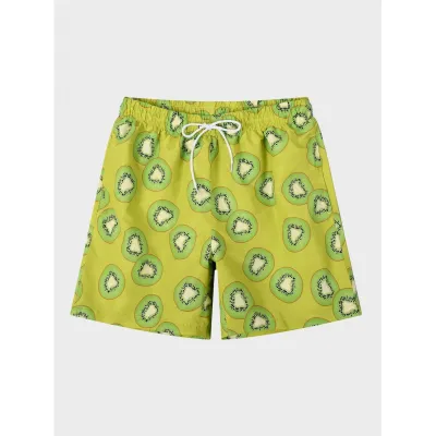 Men Fashion Casual Printed Quick-Drying Loose Thin Beach Shorts