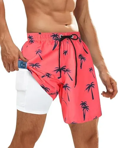 Men Fashion Casual Summer 3D Digital Print Double Beach Shorts