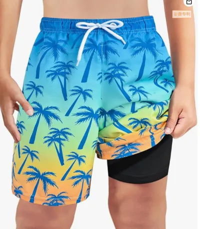 Men Fashion Casual Summer 3D Digital Print Double Beach Shorts