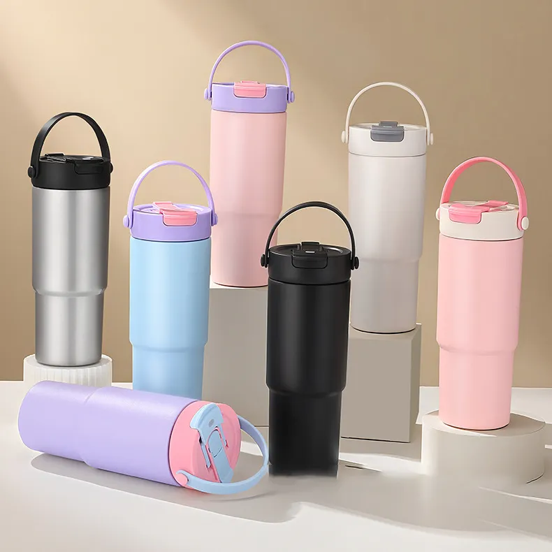 Fashion Casual Ceramic Liner 30oz Stainless Steel Portable Large Capacity Thermos Cup