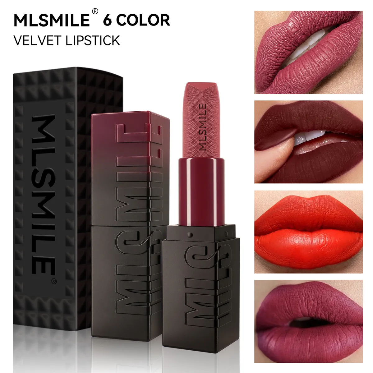 Mlsmile 6 Color Embossed Velvet Matte Moisturizing Lipstick Set