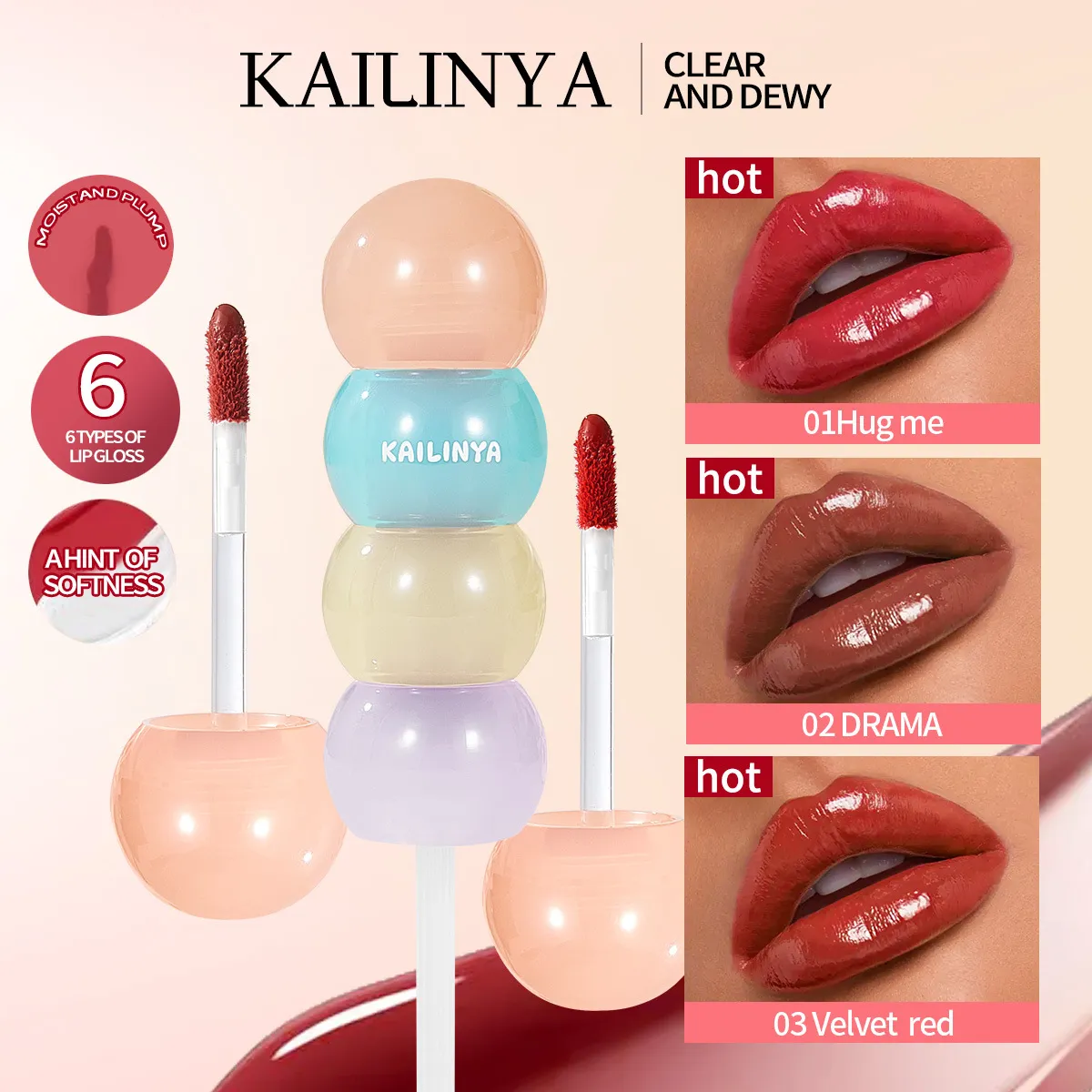 Fashion Highlighter Moisturizing Water-Glow Mirror Lip Gloss