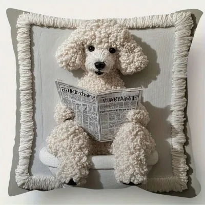 Fashion Creative Cute Soft Newspaper Dog Pillow Cover Home Decorative