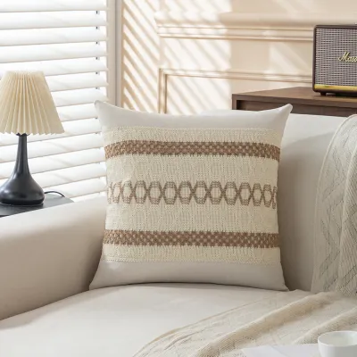 Fashion Boho Lace Stitching Canvas Pillow Case