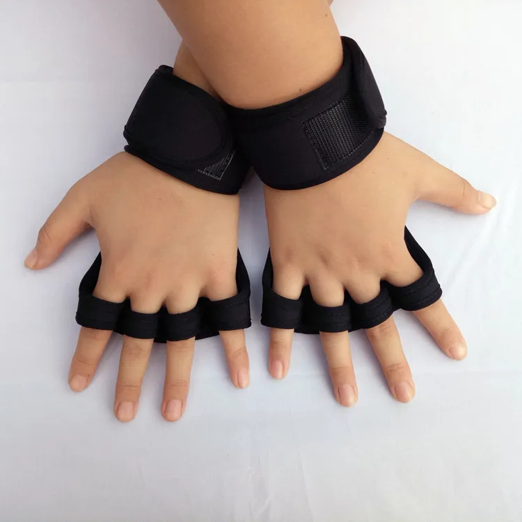 Men Fitness Hand Guard Wrist Strap SBR Half-Finger Gloves