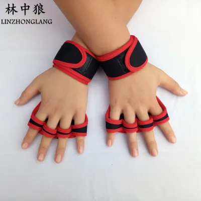 Men Fitness Hand Guard Wrist Strap SBR Half-Finger Gloves