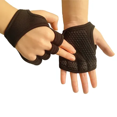 Men Fitness Hand Guard Wrist Strap SBR Half-Finger Gloves