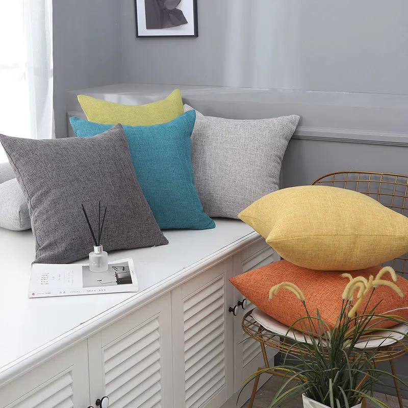 Fashion Simple Solid Color Cotton Linen Pillow Case