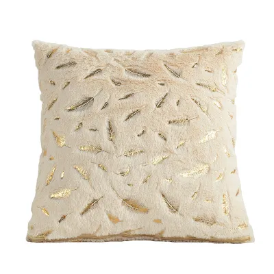 Fashion Feather Short Plush Bronzing Modern Minimalist Sofa Cushion Cover