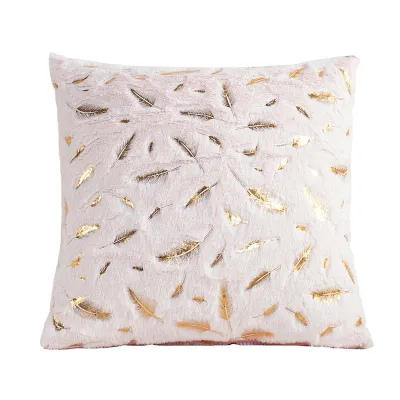 Fashion Feather Short Plush Bronzing Modern Minimalist Sofa Cushion Cover