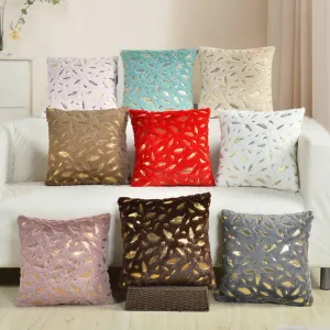 Fashion Feather Short Plush Bronzing Modern Minimalist Sofa Cushion Cover