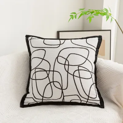 Fashion Geometric Line Chenille Soft Sofa Bedroom Pillow Case