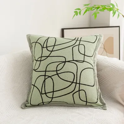 Fashion Geometric Line Chenille Soft Sofa Bedroom Pillow Case