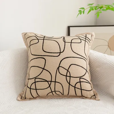 Fashion Geometric Line Chenille Soft Sofa Bedroom Pillow Case