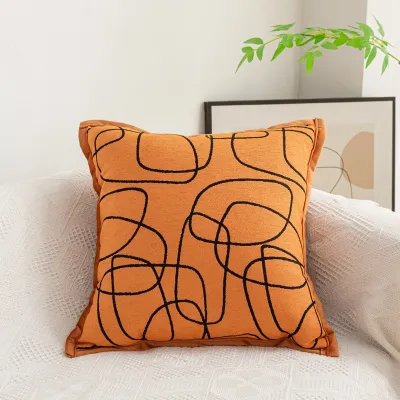 Fashion Geometric Line Chenille Soft Sofa Bedroom Pillow Case