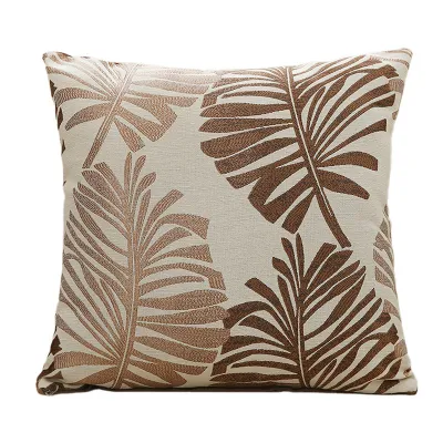 Fashion Chenille Leaf Pattern Pillow Case for Sofa Bedroom Decoration Modern Minimalist Style 45x45cm