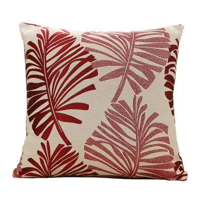 Fashion Chenille Leaf Pattern Pillow Case for Sofa Bedroom Decoration Modern Minimalist Style 45x45cm