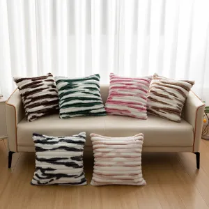 Tie-Dye Stripe Plush Bedroom Sofa Pillow Case