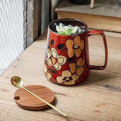 Hand-Painted Floral Chinese Style Ceramic Mug 700ml - Home Kitchen Gift