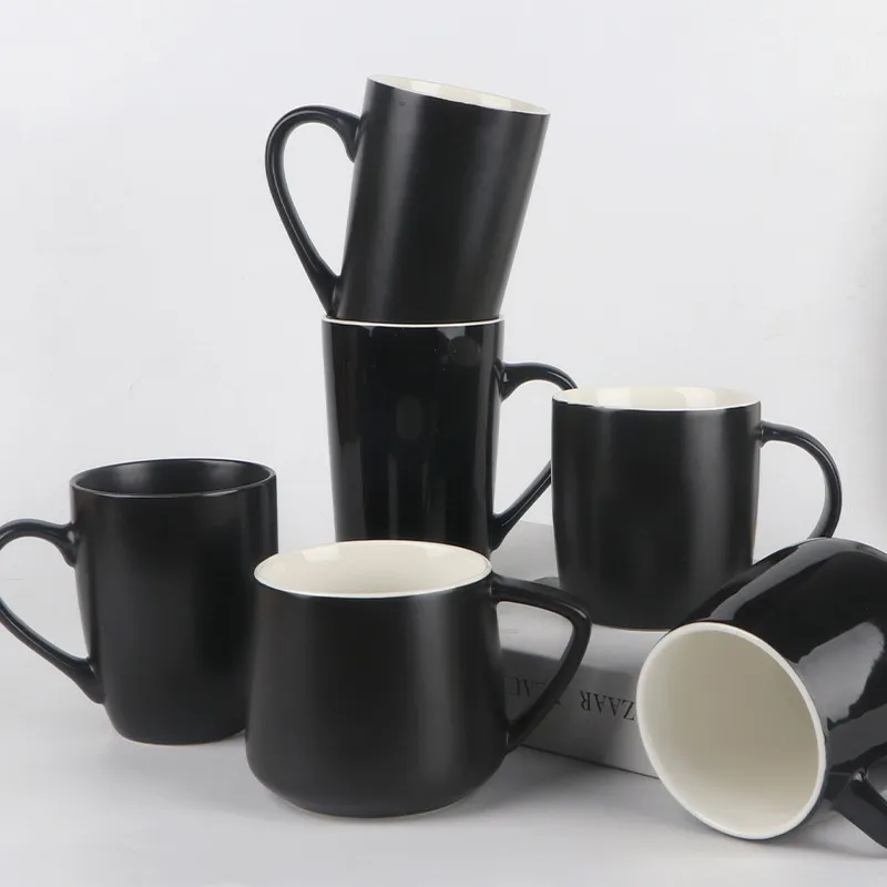 Fashion Simple Classic Black Ceramic Cup With Handle
