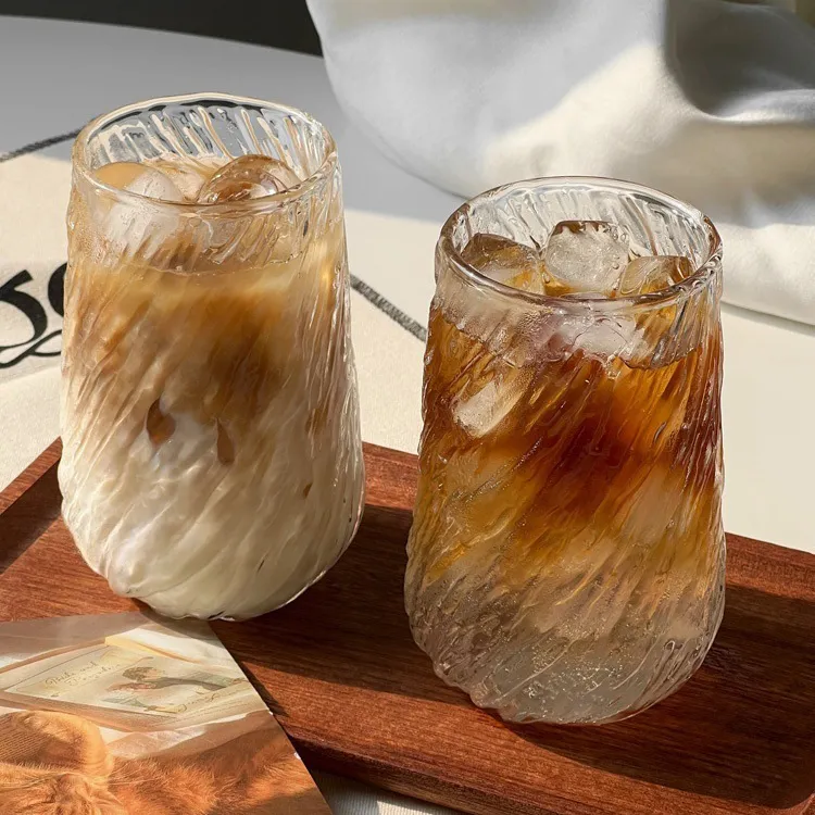 Fashion Large Capacity High Borosilicate Transparent Bark Pattern Modern Simplicity Glass Cup