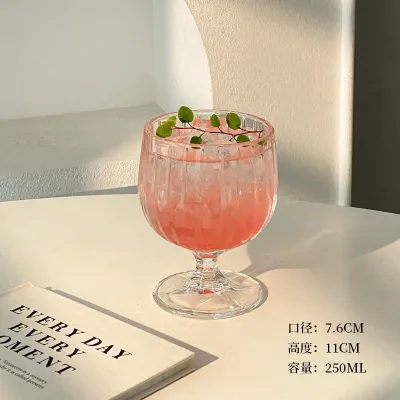 Fashion Retro Goblet Water Glass with Handle Single Cup Home Kitchen