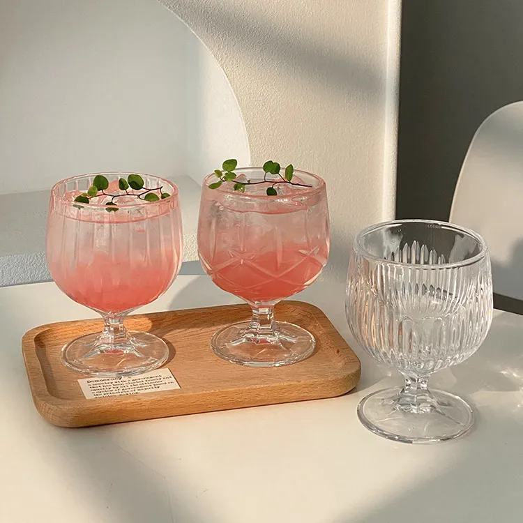 Fashion Retro Goblet Water Glass with Handle Single Cup Home Kitchen