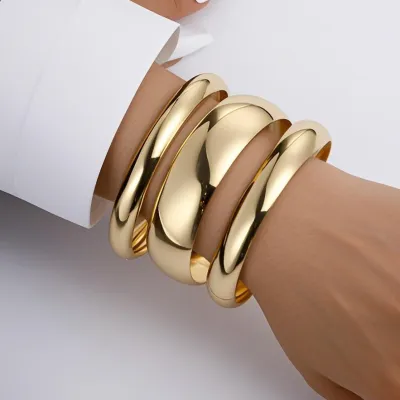 Women Fashion Exaggerated Simple Circle Bracelet 3pcs-Set