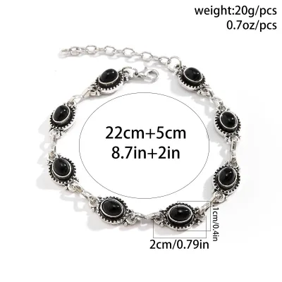 Women Fashion Retro Ethnic Style Alloy Turquoise Anklet