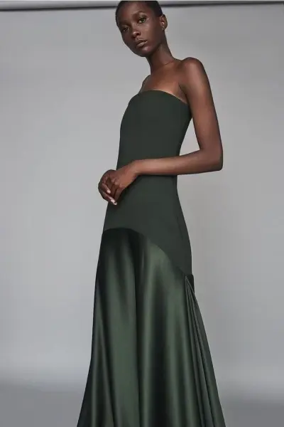 Women Fashion Sexy Elegant Solid Color Patchwork Tube Top Loose Dress
