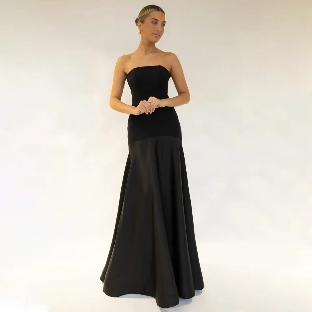 Women Fashion Sexy Elegant Solid Color Patchwork Tube Top Loose Dress