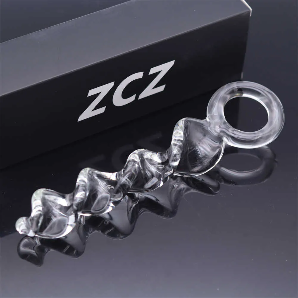 Transparent Glass Spiral Massage Stick Sex Toy