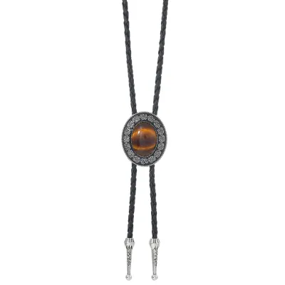 Men Fashion Retro Celtic Blue Turquoise Long Bolo Tie Necklace
