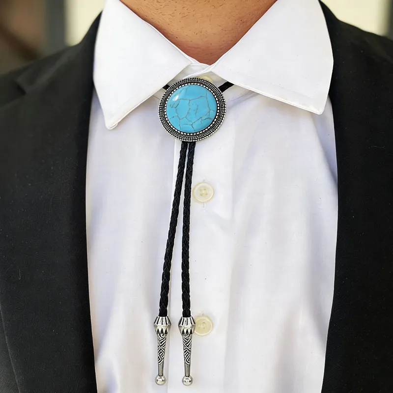 Men's Fashion Retro Acrylic Gem Necklace Bolo Tie