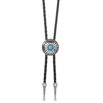 Men Fashion Retro Gold Bull Five-Pointed Star Alloy Leather Bolo Tie