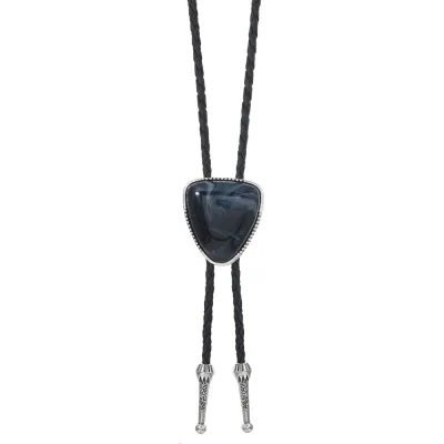 Men Fashion Retro Heart Turquoise Stone Pendant Bolo Tie Necklace