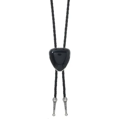 Men Fashion Retro Heart Turquoise Stone Pendant Bolo Tie Necklace