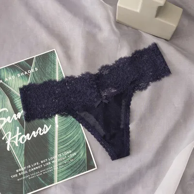 Women Ffashion Sexy Solid Color Lace Low Waist Thong