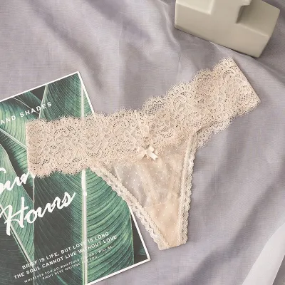 Women Ffashion Sexy Solid Color Lace Low Waist Thong
