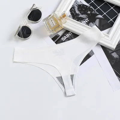 Women Fashion Simple Solid Colo Traceless Ice Silk Thong