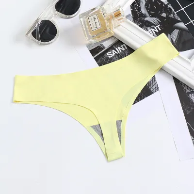 Women Fashion Simple Solid Colo Traceless Ice Silk Thong