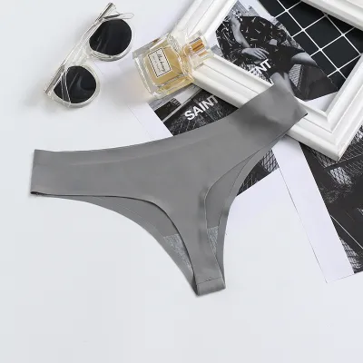 Women Fashion Simple Solid Colo Traceless Ice Silk Thong