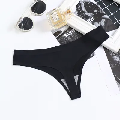 Women Fashion Simple Solid Colo Traceless Ice Silk Thong