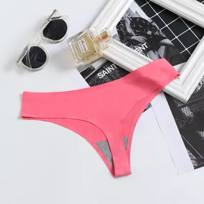 Women Fashion Simple Solid Colo Traceless Ice Silk Thong