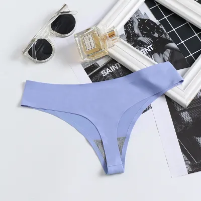 Women Fashion Simple Solid Colo Traceless Ice Silk Thong