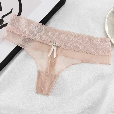 Women Fashion Sexy Solid Color Lace Low Waist Thong