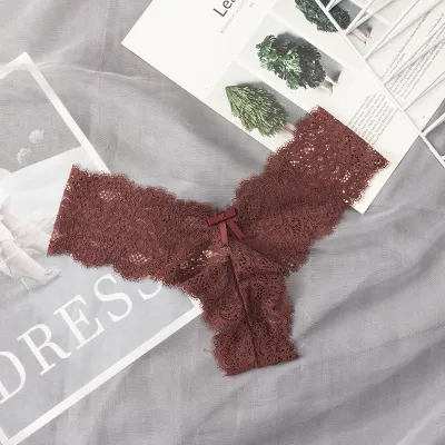 Women Fashion Sexy Solid Color Lace Thong
