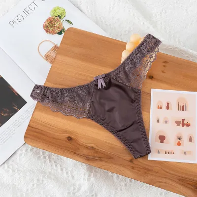 Women Fashion Sexy Solid Color Lace Hollow-Out Thong