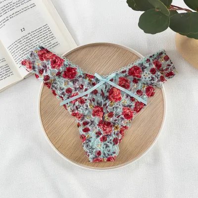 Women Fashion Sexy Printed Low Waist Thin Thong