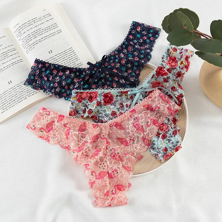 Women Fashion Sexy Printed Low Waist Thin Thong